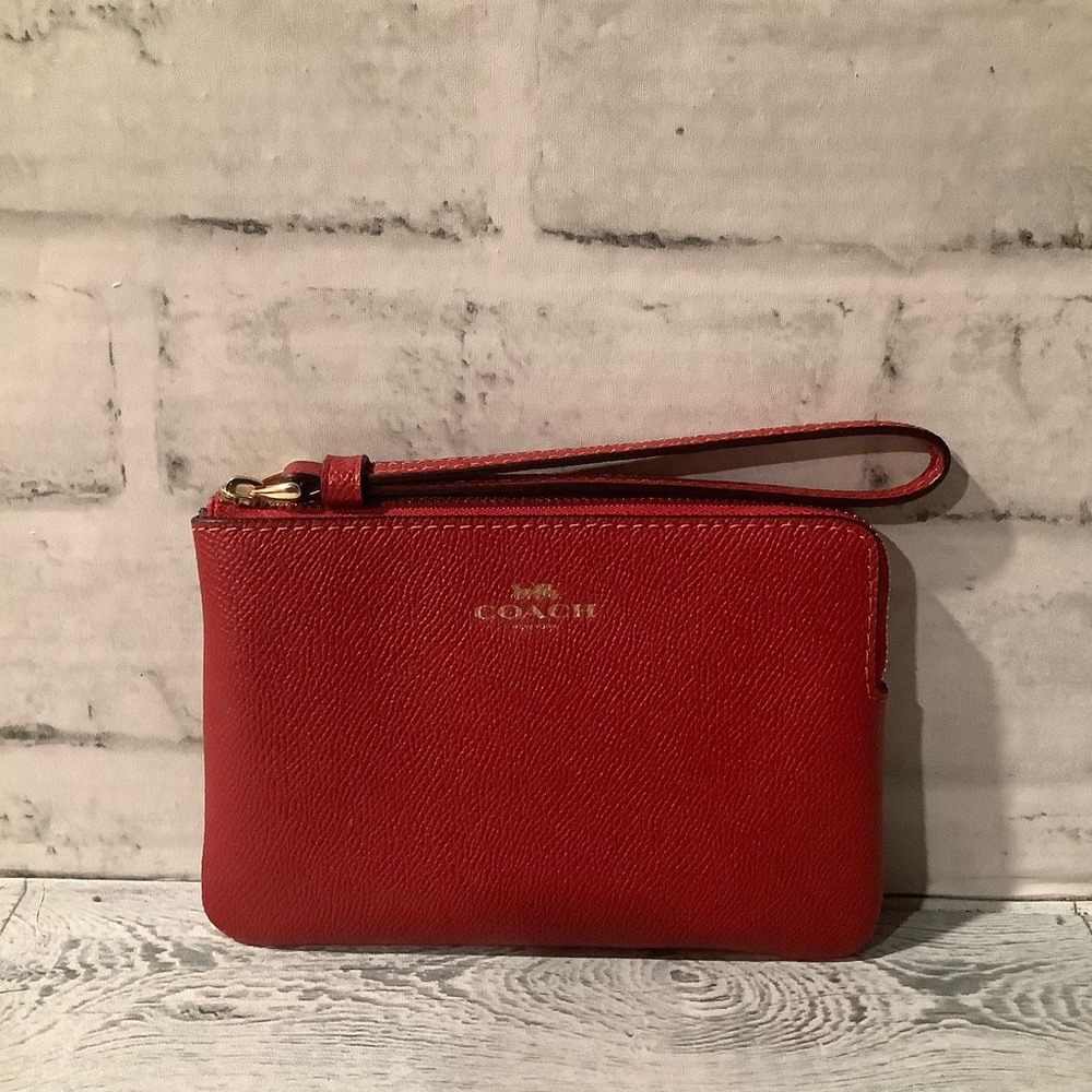 Coach Red Corner Zip Wristlet